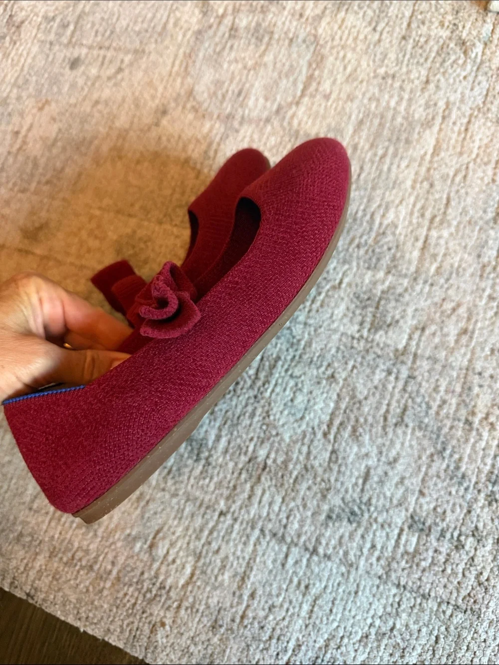 Rothy's Girls Burgundy Mary Jane Flats with Bow